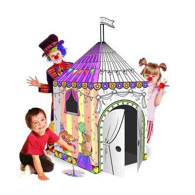 DIY Doodle 3D Circus Tent Cardboard Playhouse For Kids